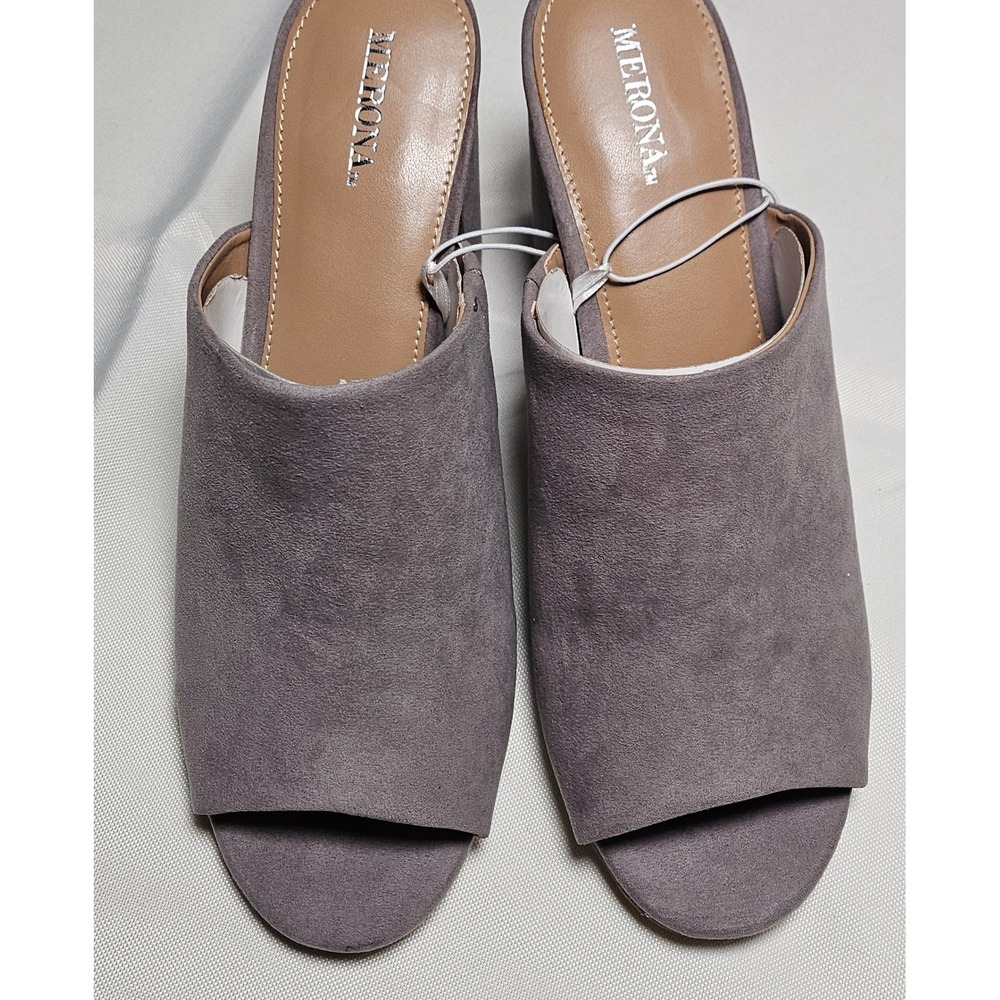 Merona DIDI Gray‎ Suede Block Heel Mule Shoes Women's Size 8 New